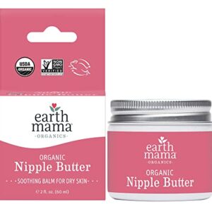Organic Nipple Butter Breastfeeding Cream by Earth Mama | Lanolin-free, Safe for Nursing & Dry Skin